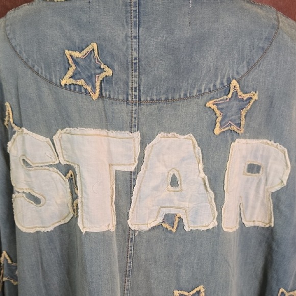 Magnolia Pearl Denim Star Child Rainbow Maxi Kimono Duster Jacket - Picture 7 of 12